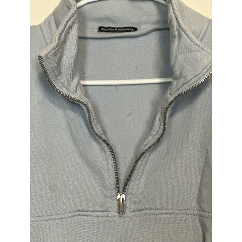 Brandy Melville Quarter Zip Sweatshirt Blue Gray Cozy Pullover NWOT - Picture 4 of 7